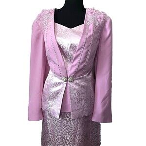 Elite Champagne 3-Piece Rhinestone Embellished‎ Special Occasion Suit Size 14
